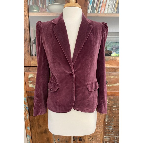 Vintage Jackets & Blazers - Purple Vintage Puffed Sleeve Velvet Jacket